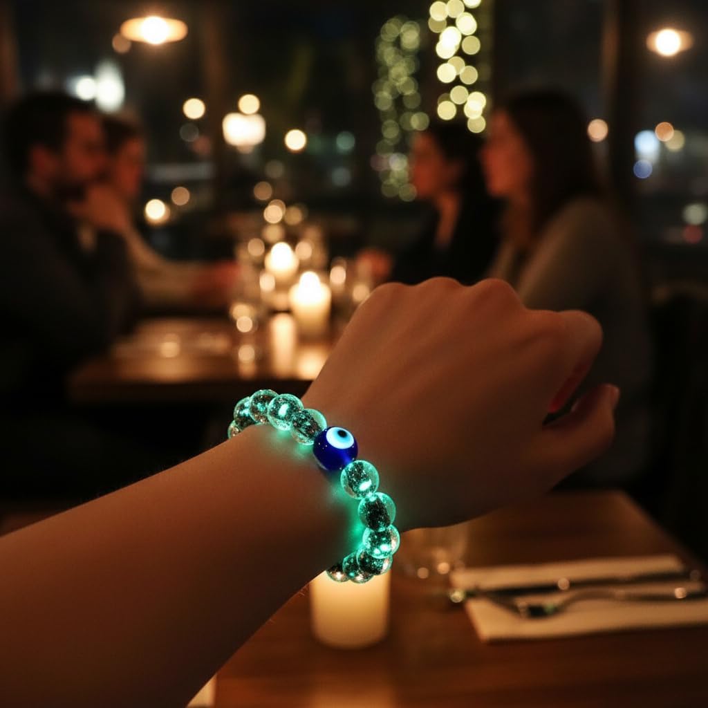 Handmade Glow-in-the-Dark Beaded Bracelet, Luminous Wrist Accessory, Fashion Bracelet for Women, Ideal Gift for Night Events, Parties & Birthdays