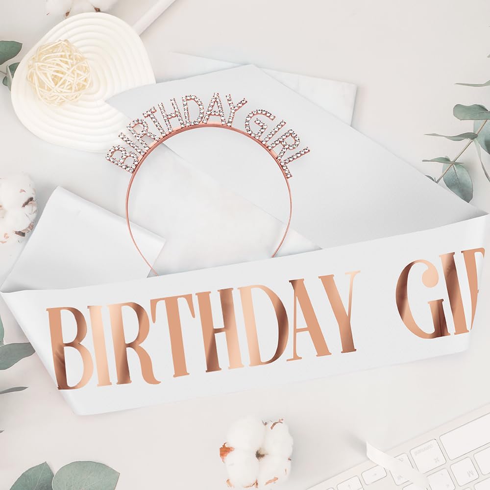 Birthday Sash & Crown for Women - Tiara Headband, Girls' Decorations Accessories