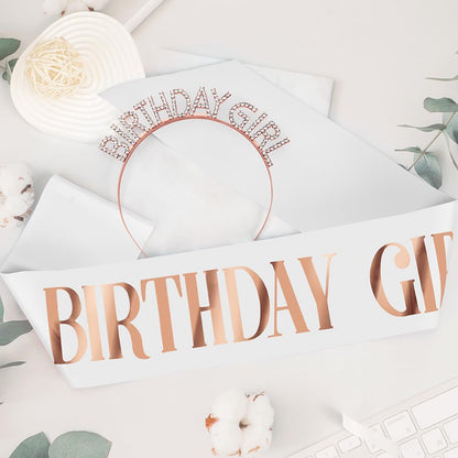 Birthday Sash & Crown for Women - Tiara Headband, Girls' Decorations Accessories