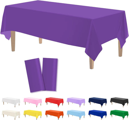 Kopokita 2PCS Black Plastic Tablecloths 54 x 108 Inch, Disposable Table Cloths Rectangle Party Table Covers
