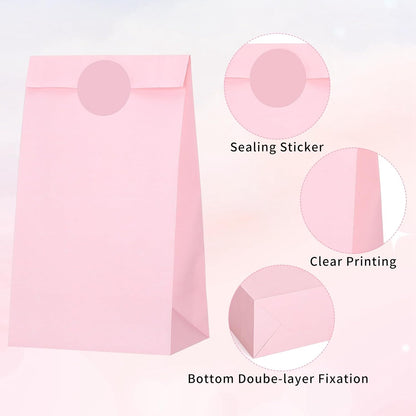woric 36PCS Party Favor Bags with Stickers, Pink and Purple Goodie Bags for Girls Birthday Mother's Day Small Gift Bag for Kids, Baby Shower, Wedding, Mermaid Party Favor Supplies