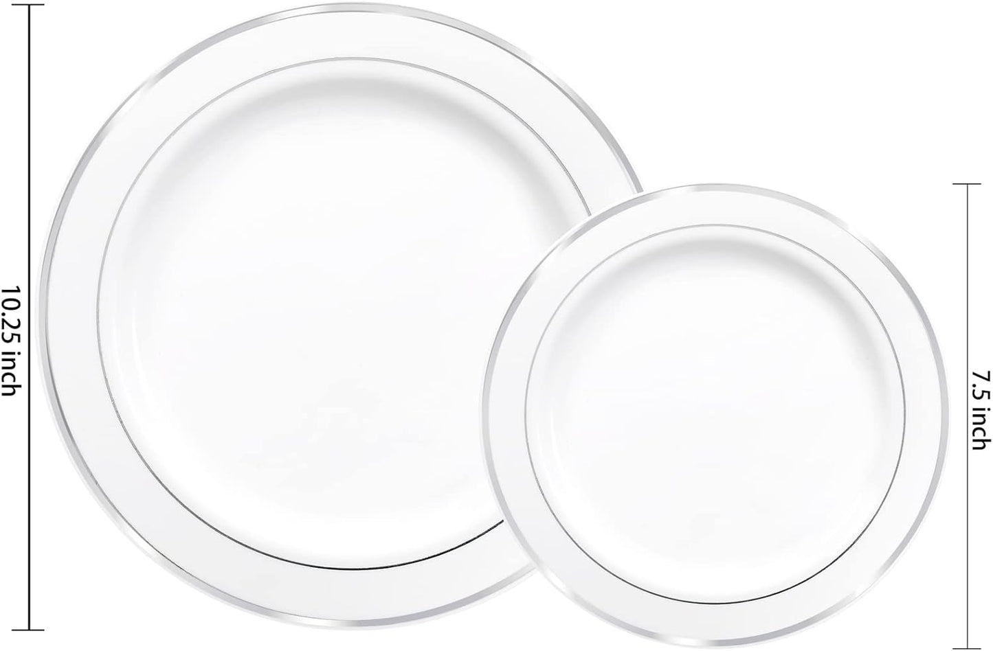 I00000 102 Pieces Gold Plastic Plates, Disposable Party Plates White Gold Rim, 51 Disposable Gold Dinner Plates 10.25 Inch and 51 Disposable Dessert Appetizer Elegant Fancy Wedding Plates 7.5 Inch