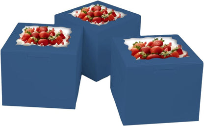 Bakepacker 36pcs 8x8x5 Inches Cake Boxes with Window 18-Packs Black 8 Inch Bakery Boxes (18 Cake Boxes +18 Cake Boards Included)