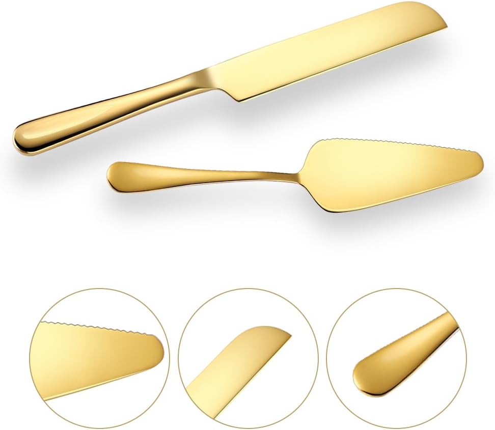 Wedding Cake Knife and Server Set Silver,Stainless Steel Cake Cutting Set,2Pcs Include Cake Cutter And Cake Server for Wedding, Birthday, Parties and anniversary, Dishwasher Safe