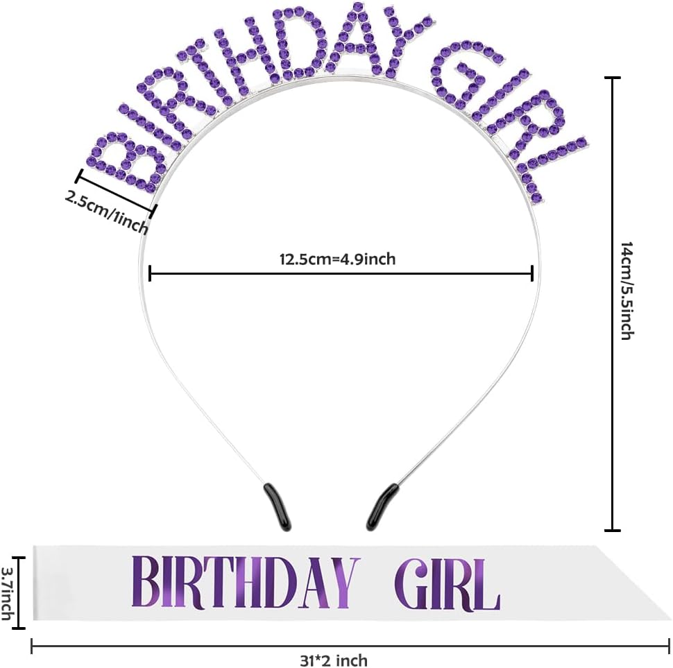 Birthday Sash & Crown for Women - Tiara Headband, Girls' Decorations Accessories