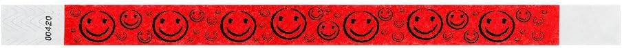 500 WristCo Yellow Smiley Face Tyvek Wristbands for Events - ¾” x 10” - Waterproof Recyclable Comfortable Tear Resistant Paper Bracelets Wrist Bands for Concerts Festivals Admission Party