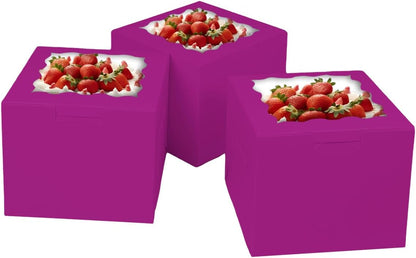 Bakepacker 36pcs 8x8x5 Inches Cake Boxes with Window 18-Packs Black 8 Inch Bakery Boxes (18 Cake Boxes +18 Cake Boards Included)