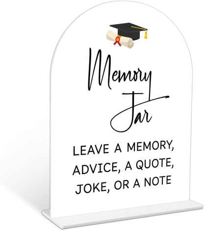 Graduation Guestbook Sign, 6 x 8 Inch White Arch Acrylic Grad Party Sign with Holder, Graduation Party Sign for Class of 2026, Grad Decor, High School College Party Supplies - DL02