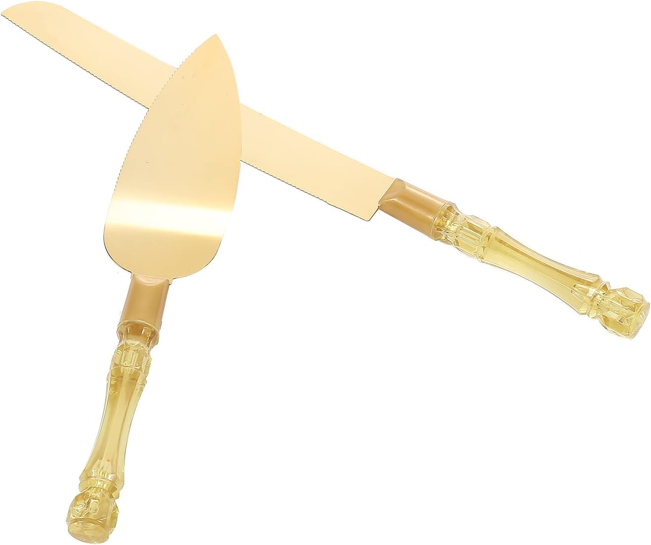 TANG SONG Simple Design Wedding Cake Knife and Serving Set for Parties Weddings Birthdays Anniversaries (Golden)