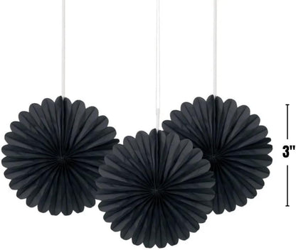 Sunflower Yellow Hanging Tissue Paper Fans - 6'', 3 Count - Perfect for Parties & Home Decor
