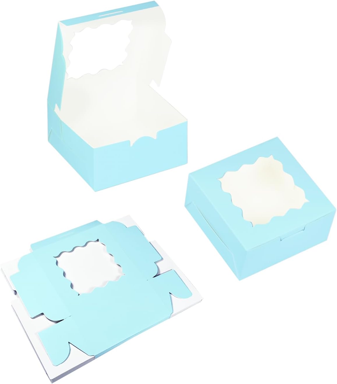 Bakepacker Brown 30-Packs Bakery Boxes with Window 6x6x3 inches Thick & Sturdy Macaroon Pastry Boxes Cookie Boxes for Bakerys