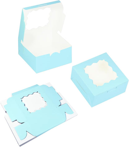 Bakepacker Brown 30-Packs Bakery Boxes with Window 6x6x3 inches Thick & Sturdy Macaroon Pastry Boxes Cookie Boxes for Bakerys