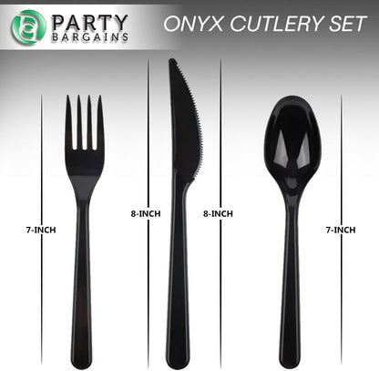 Party Bargains Disposable Cutlery set, SAPPHIRE Design, Clear Color, 360 Pieces: 180 Forks, 120 Spoons, 60 Knives