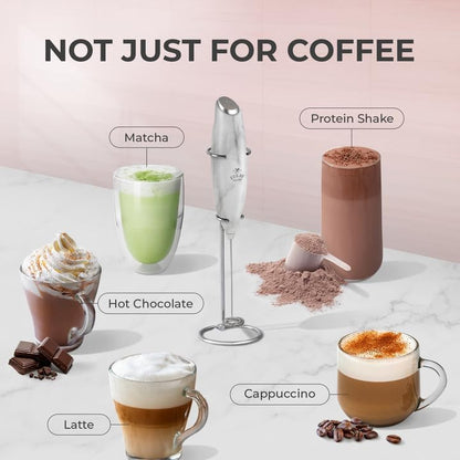 Zulay Kitchen Powerful Milk Frother Wand With Duracell Batteries - Ultra Fast Handheld Drink Mixer - Electric Whisk Foam Maker for Coffee, Lattes, Cappuccino & Matcha - Z1 Motor - Black - Colors D