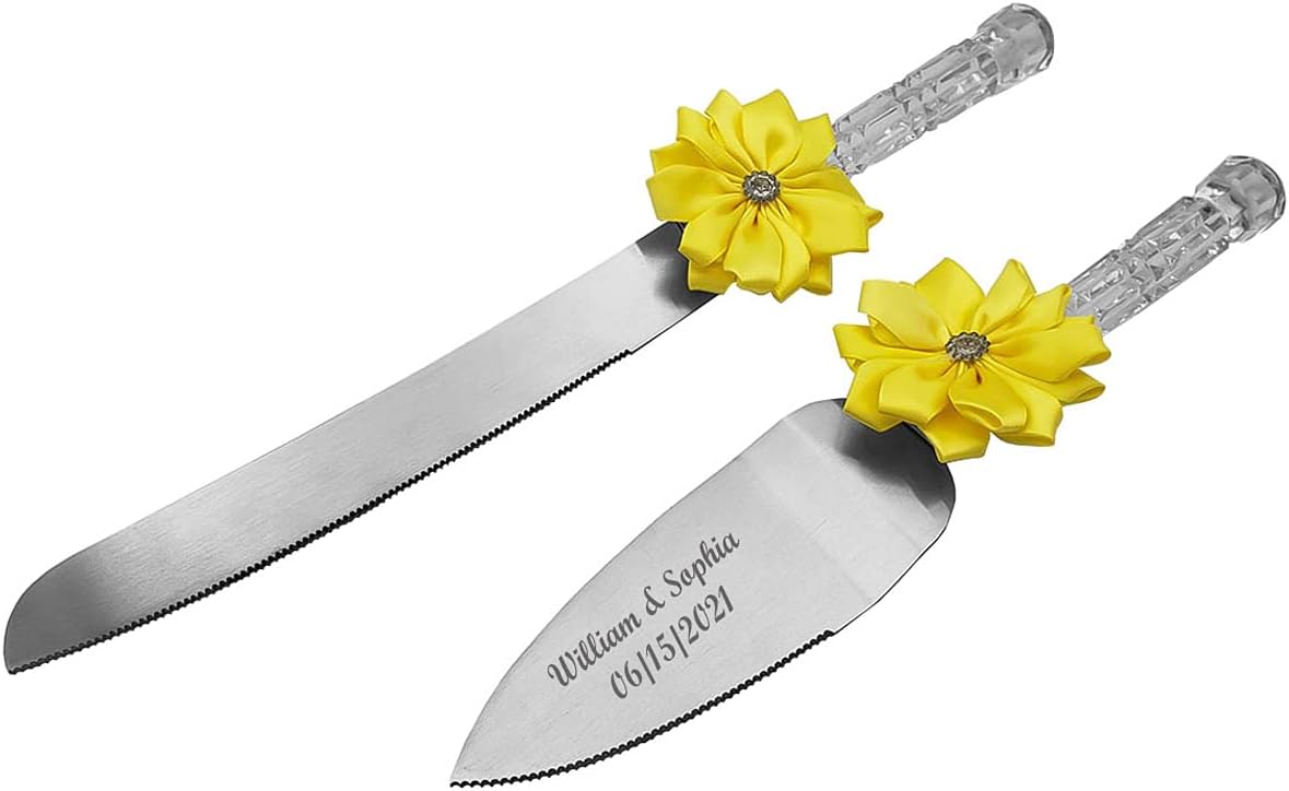 GIFTS INFINITY Personalized Wedding Cake Knife and Server Set with Engraving – Cake Cutting Utensil Set, Keepsake Gift for Wedding, Anniversary, Reception, Birthday & Other Occasions (CH-101WB)