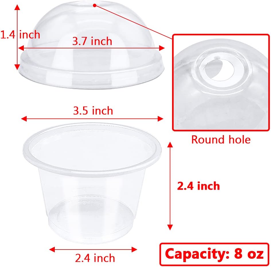 100Pcs 8oz Plastic Dessert Cups with Lids and Spoons,Disposable Parfait Cup Square Cake Containers for Party Favor,Mousse,Yogurt,Pudding,Snacks,Fruits,50 Sets