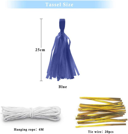 9.8in Blue Tissue Paper Tassel DIY Hanging paper decorations Party Garland Decor for Party Decorations Wedding,Festival,Baby Shower Decoration 20PCS25cm