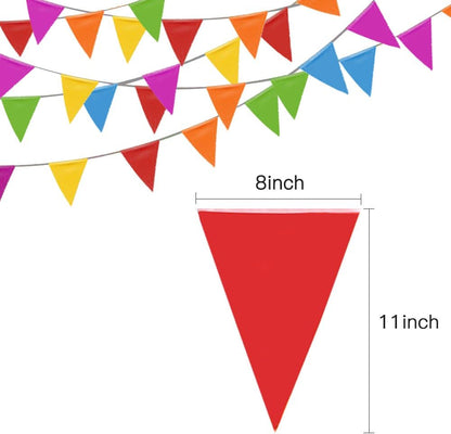 Novelty Place 100 Feet Pennant Banner - 75 Multicolor Bunting Flags (7x11 Inches) - Birthday Party Grand Opening Christmas Decorations