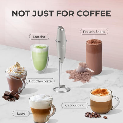 Zulay Kitchen Powerful Milk Frother Wand With Duracell Batteries - Ultra Fast Handheld Drink Mixer - Electric Whisk Foam Maker for Coffee, Lattes, Cappuccino & Matcha - Z1 Motor - Black - Colors D