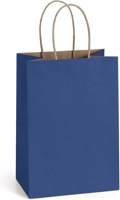 BagDream Gift Bags 100Pcs 5.25x3x8 Small Kraft Paper Gift Bags with Handles Bulk, Brown Paper Sacks for Small Business, Retail, Merchandise, Wedding Birthday Party Favor
