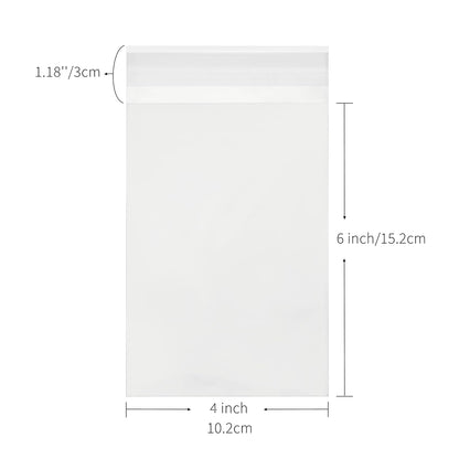 Clear Self Sealing Cellophane Bags 4"x6" (10.2 x 15.2cm) Pack of 200 – 4x6 Cookie Bags with Seal for Treat Bags, Cookies Wrappers Candy Party Favors Goodie