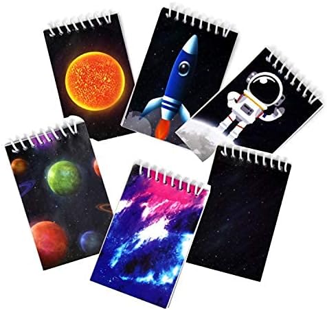 Gift Boutique 48 Outer Space Galaxy Mini Notepads, Astronaut & Rocket Ship Theme Spiral Memo Notebooks, Solar System Party Favors & Classroom Rewards for Kids