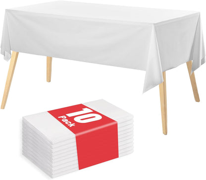 Plastic Table Cloth, 310 Ft X 54 in Disposable Tablecloth White Plastic Tablecloth with Any Cut Sliding Cutters Premium Table Cover Roll for Picnics, Parties, Birthdays, Weddings