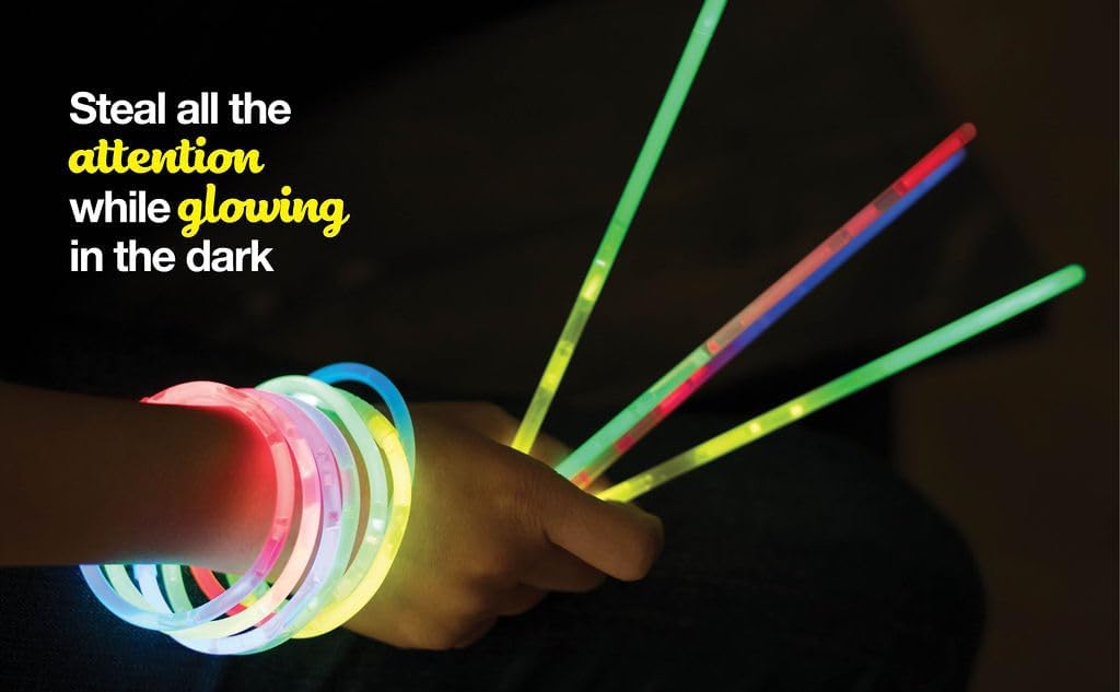 Play22 100pk Ultra Bright Glow Sticks Bulk Party Favors - 8" Premium Glow in the Dark Party Supplies, Neon, Easter, Halloween Party Decorations Glow Necklaces and Bracelets for Kids or Adults
