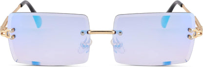 Rectangle Sunglasses for Men/Women Small Rimless Square Shade Eyewear