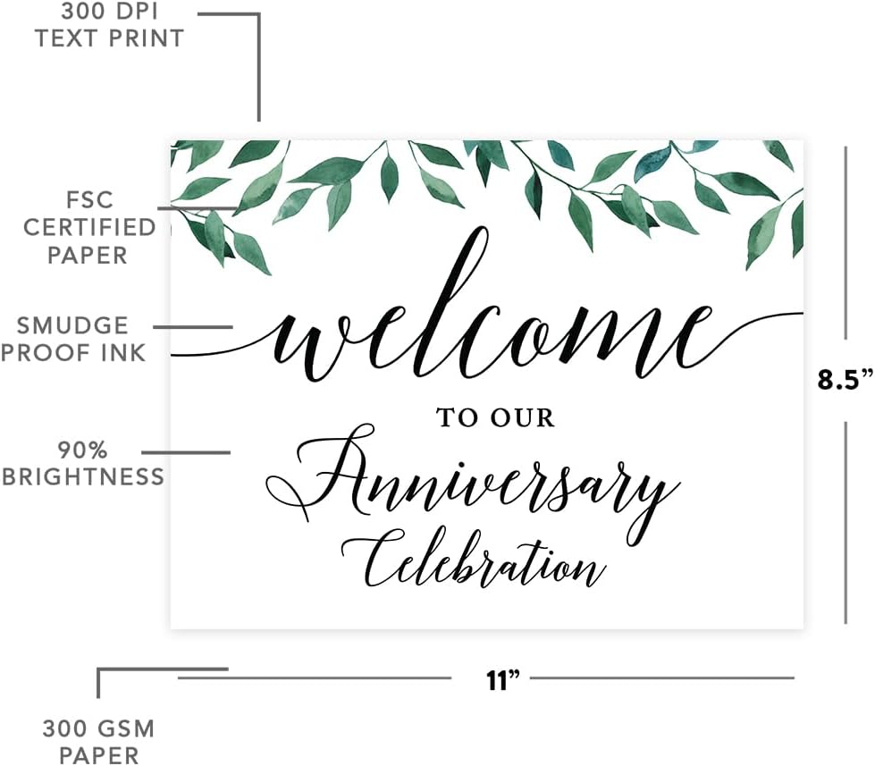 Andaz Press Wedding Party Signs, Natural Greenery Green Leaves, 8.5x11-inch, Bridal Shower Scavenger Hunt, 1-Pack - Colors B