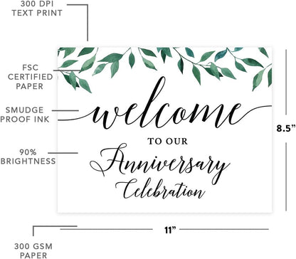 Andaz Press Wedding Party Signs, Natural Greenery Green Leaves, 8.5x11-inch, Bridal Shower Scavenger Hunt, 1-Pack - Colors B