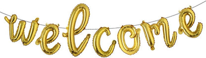 16 inch multicolor Welcome Balloon Banner Balloons Foil Letter Balloon Anniversary Celebration Party Decorations (L WELCOME GOLD)