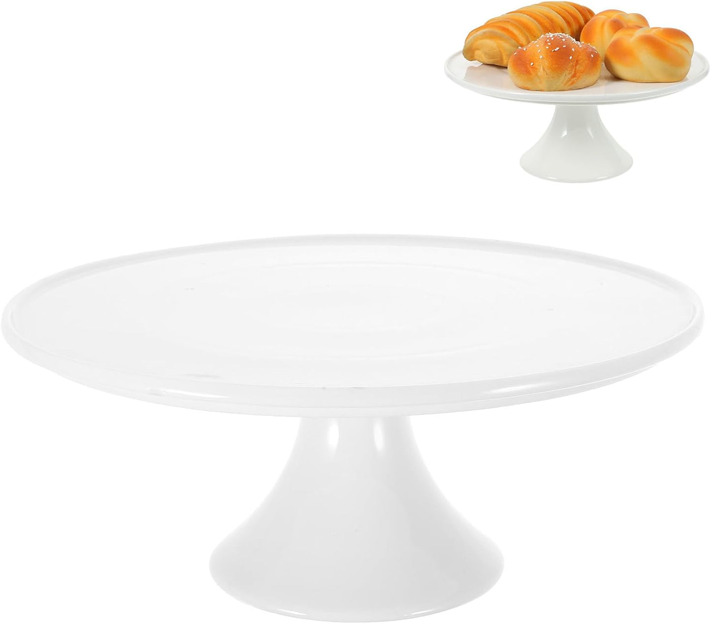 8.8 inch White Ceramic Cake Stand, Round Dessert Display Platter, Pedestal Serving Holder for Birthday Party Wedding Cupcake Pastry