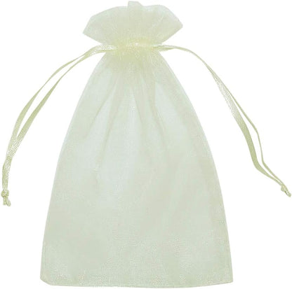 HRX Package 100pcs White Organza Bags, 4x6 inch Mesh Bags Drawstring Gift Bags Jewelry Pouches for Candy Wedding Favors Christmas