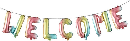 16 inch multicolor Welcome Balloon Banner Balloons Foil Letter Balloon Anniversary Celebration Party Decorations (L WELCOME GOLD)