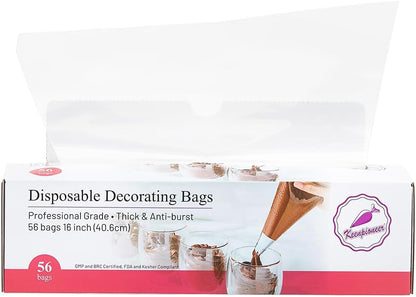 Keenpioneer Piping Bag - Disposable Cake Decorating Bag 100 Count, 12 inch, Clear