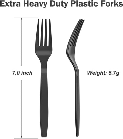Dealusy 360 Count Extra Heavy Duty Clear Plastic Forks Disposable, BPA-Free, Heat Resistant, Solid and Durable Disposable Forks Bulk, Premium Plastic Forks heavy duty for Party Supply
