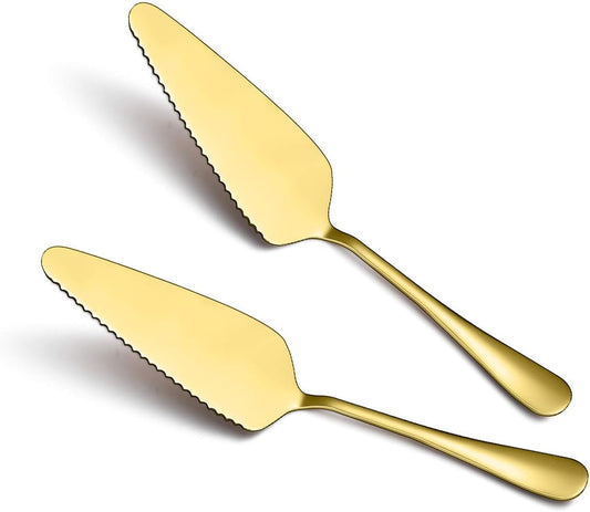 Kyraton Gold Cake Pie Pastry Server Pack Of 4, Wedding Cake Knife And Server Set, Stainless Steel Golden Cake Cutter Wedding Cake Cutting Set, Cake Serving Set
