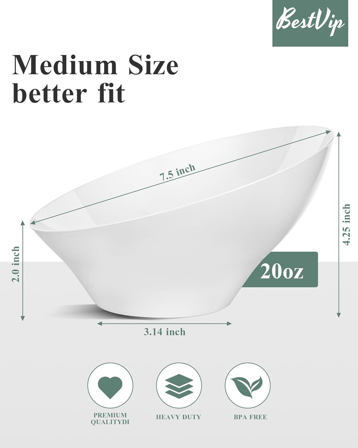 BESTVIP 54oz Clear Plastic Serving Bowls for Party - 12 Pack Angled Disposable Serving Bowls, Party for Chips, Snacks, Fruit, Salad - Bowls for Parties, Daily Use, Catering, Christmas