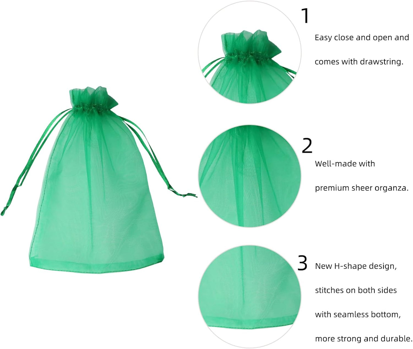 Wudygirl 100pcs 5X7 Inches White Organza Bags Christmas Drawstring Pouches Party Wedding Favor Bags Goodie bags(White 5x7)