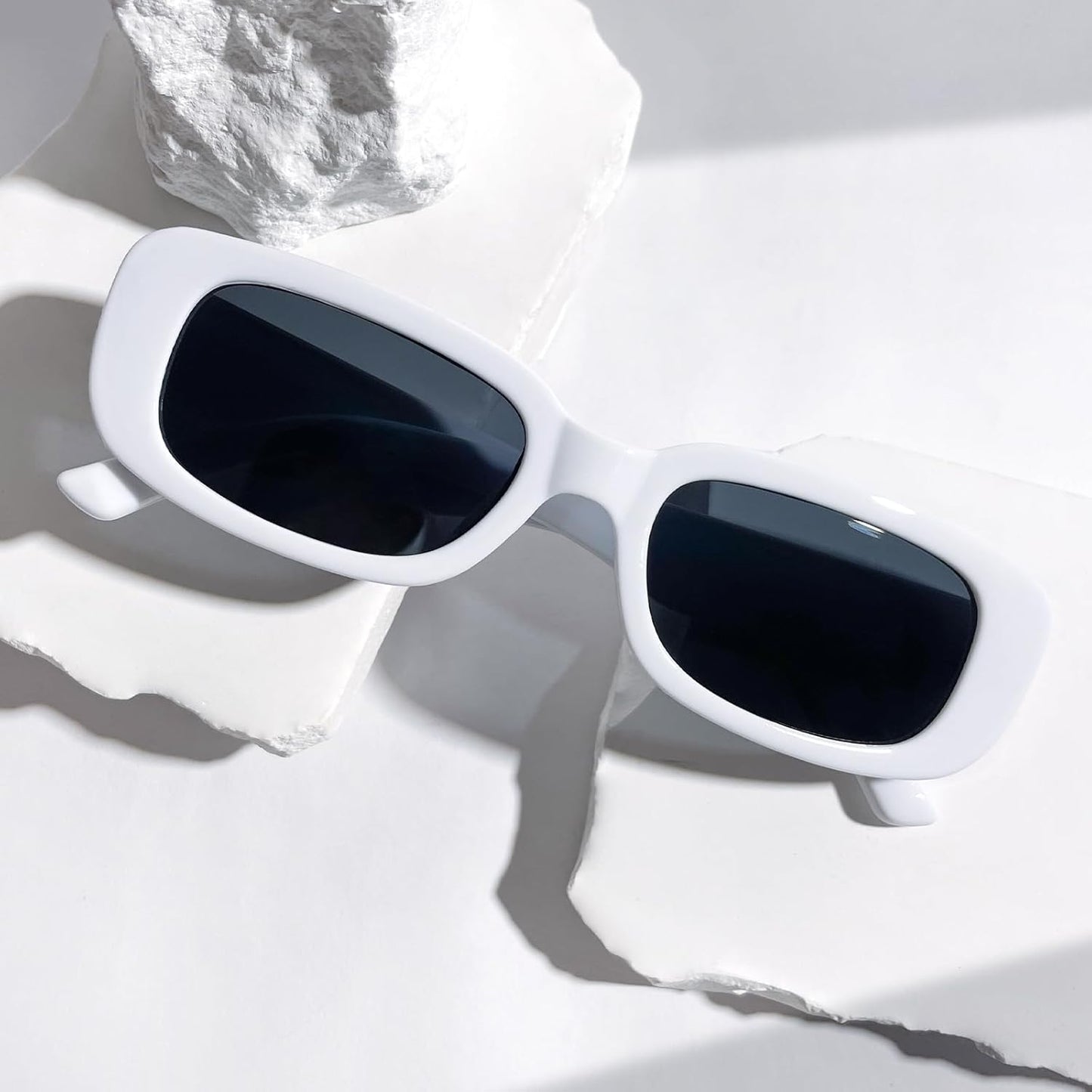 SUNOVELTIES 10 Pack Rectangle Sunglasses for Women Retro Narrow Square Glasses 90s Aesthetic Vintage Eyewear Uniex Adult