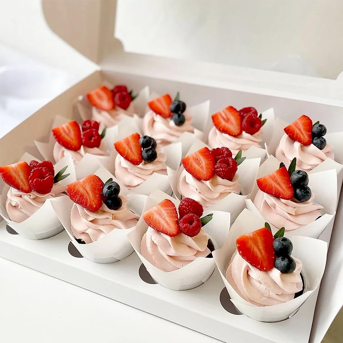 150 Pieces Tulip Cupcake Muffin Liners Paper Baking Cups Greaseproof Cupcake Wrappers for Birthday Wedding Party Baby Showers Catering Restaurants(Pink)