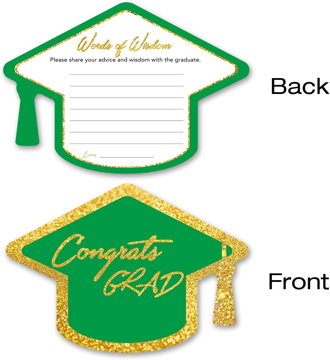 Yuzi-n Graduation Advice Cards for The Graduate (50 Pack), High School or College Graduation Party Games Decorations Supplies, Well Wishes Card for Graduates, Advice For The Graduate Cards (Black)