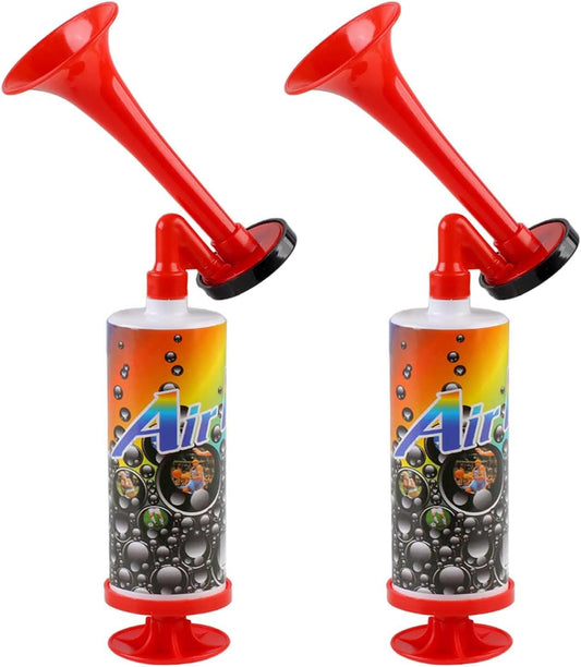 2 Pack Loud Air Horn, Mini Air Horn Noisemakers Toys Handheld Pump Air Horn Loud Safety Horn for Sporting Events, Birthday Party, Football Match, Celebrations, Boats(Red)