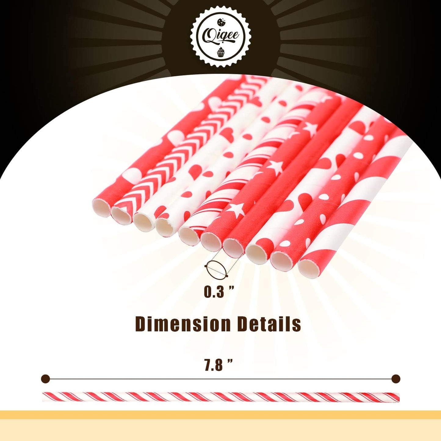 Pink Paper Straws 150pcs Disposable Straws Bulk (10 Pattern) qiqee