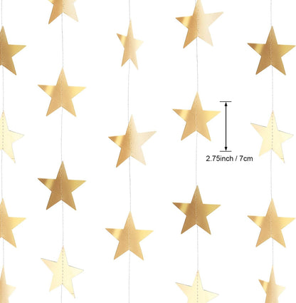 Patelai Glitter Star Garland Banner 2026 Graduation Decor 130 Feet Star Hanging Banner Twinkle Backdrop for Party Birthday Classroom Wedding Supplies(Gold)