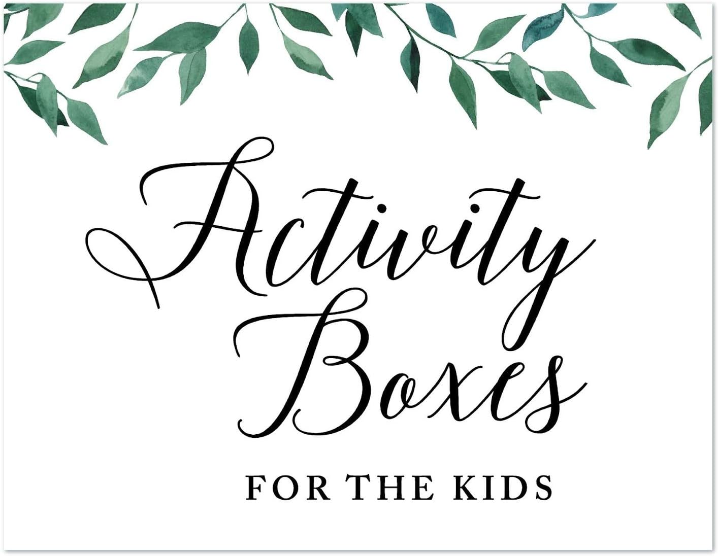 Andaz Press Wedding Party Signs, Natural Greenery Green Leaves, 8.5x11-inch, Bridal Shower Scavenger Hunt, 1-Pack - Colors B