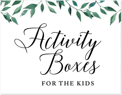 Andaz Press Wedding Party Signs, Natural Greenery Green Leaves, 8.5x11-inch, Bridal Shower Scavenger Hunt, 1-Pack - Colors B