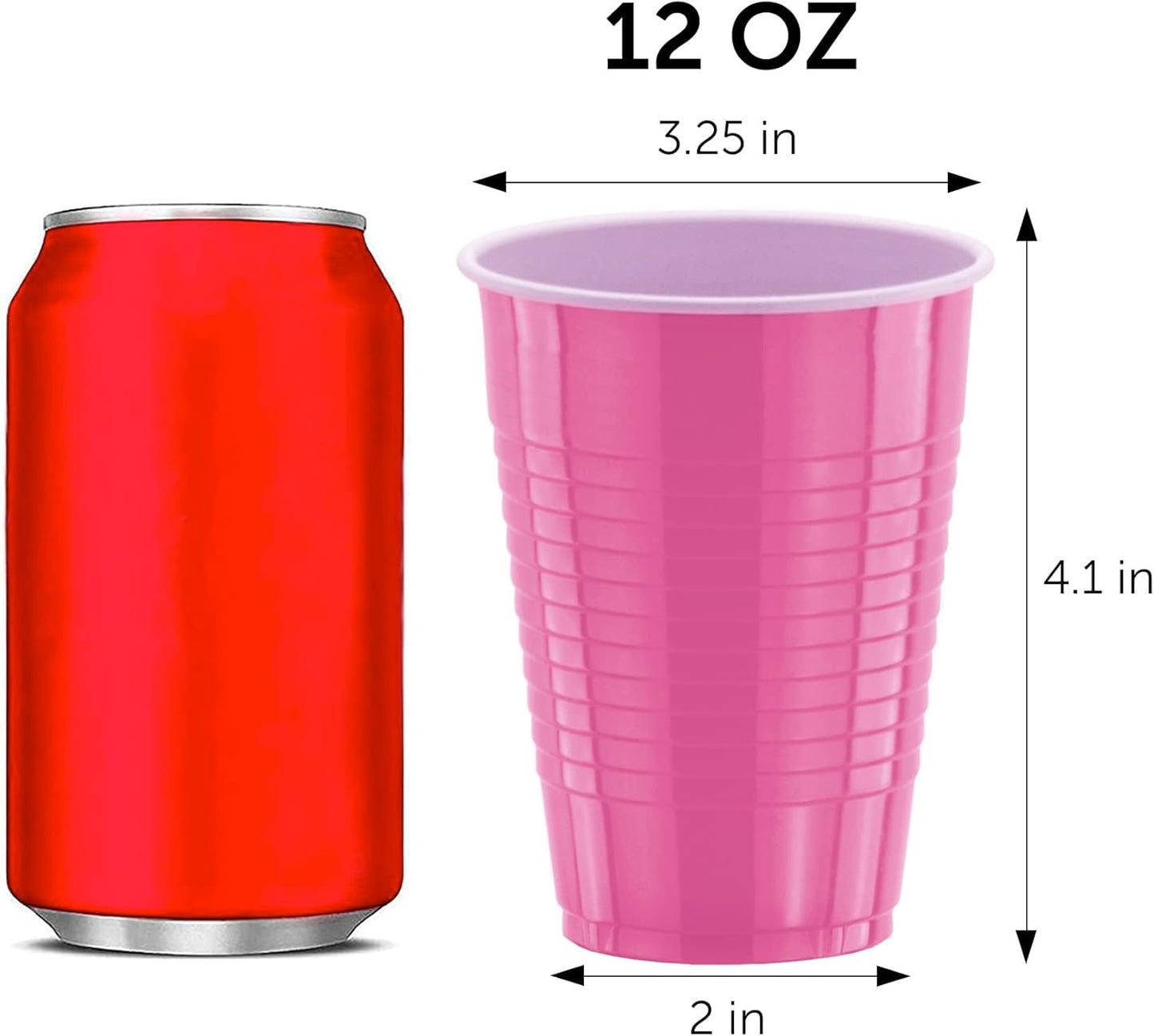 DecorRack 20 Party Cups 12 oz Disposable Plastic Cups for Birthday Party Bachelorette Camping Indoor Outdoor Events Beverage Drinking Cups (Black, 20)