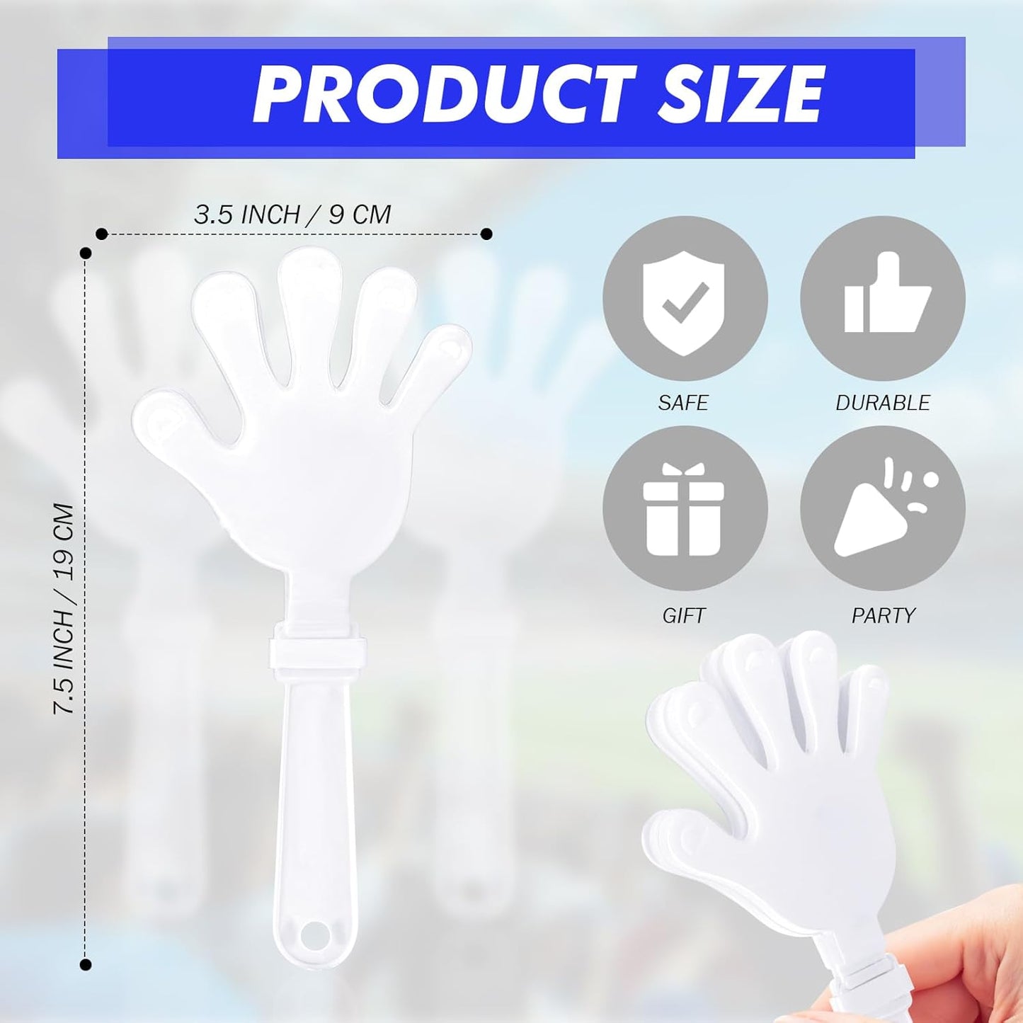 50 Pcs Hand Clappers Noisemakers 7.5 Inch Clappers Noisemakers Plastic Hand Clappers for Birthdays Game Football Sporting Events Cheers Supplies Dance Basketball Football Noisemakers(Black)